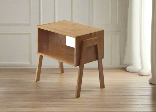 שידת עץ במבוק מדף