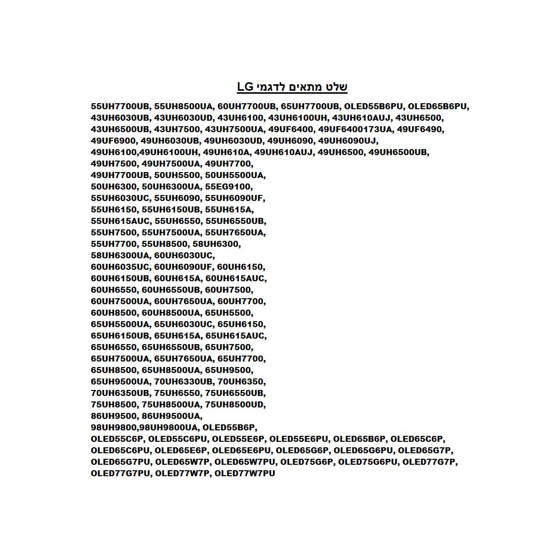 שלט אוניברסלי לטלויזיה LG