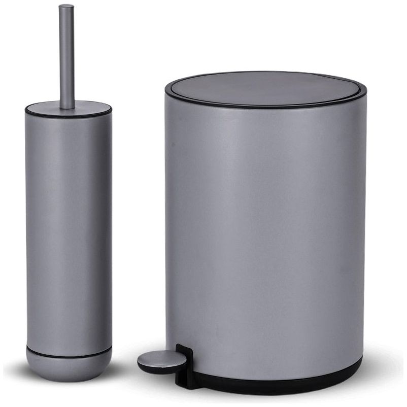 סט פח 5 ליטר ומברשת אסלה SOLI אפור