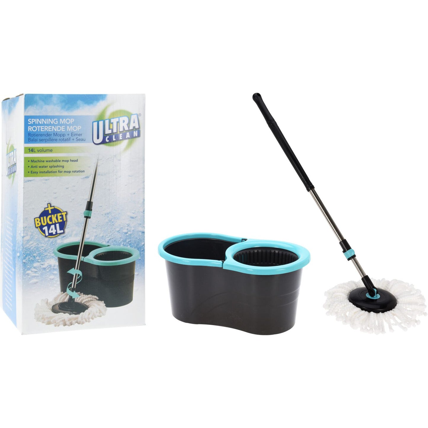 סט מגב מופ ודלי עם מנגנון סחיטה