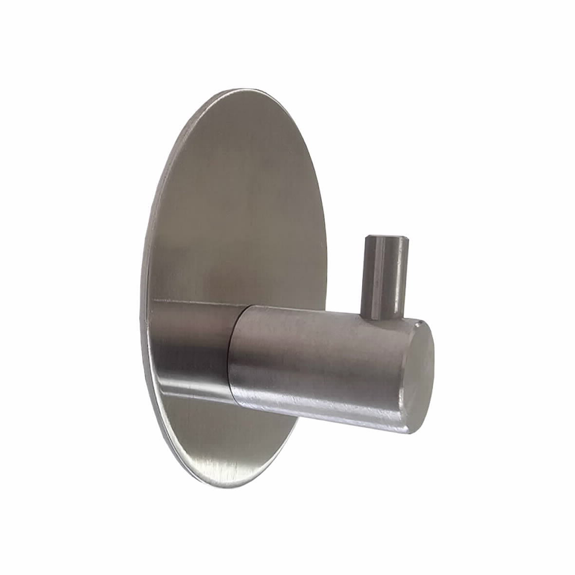 וו תליה נירוסטה בהדבקה דגם טרווי (מעוגל +וו עגול)- כסף מט