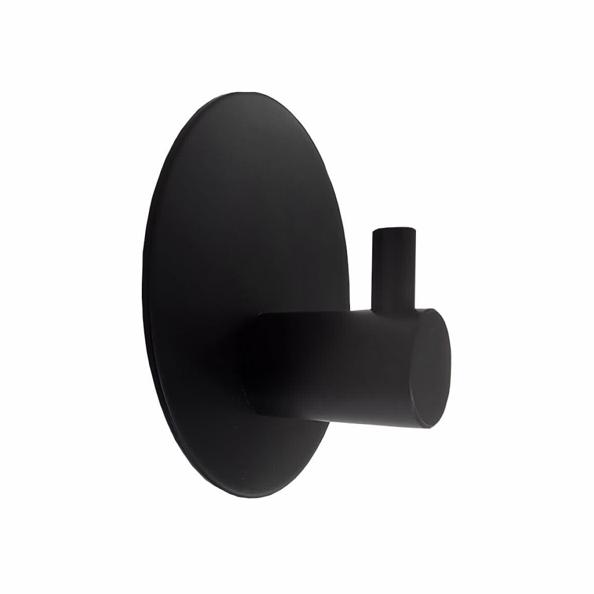 וו תליה נירוסטה בהדבקה דגם טרווי (מעוגל +וו עגול)-שחור