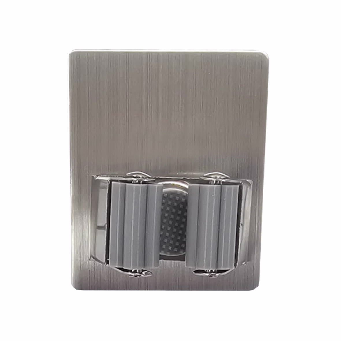 מתלה נירוסטה לתליית מטאטא בהדבקה דגם ליסי-כסף אפור