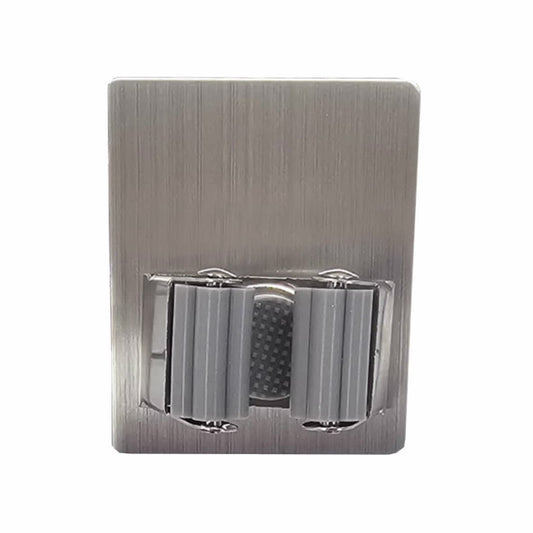 מתלה נירוסטה לתליית מטאטא בהדבקה דגם ליסי-כסף אפור