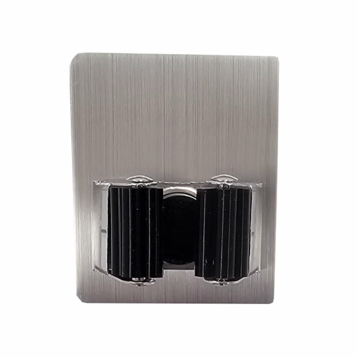 מתלה נירוסטה לתליית מטאטא בהדבקה דגם ליסי-כסף שחור