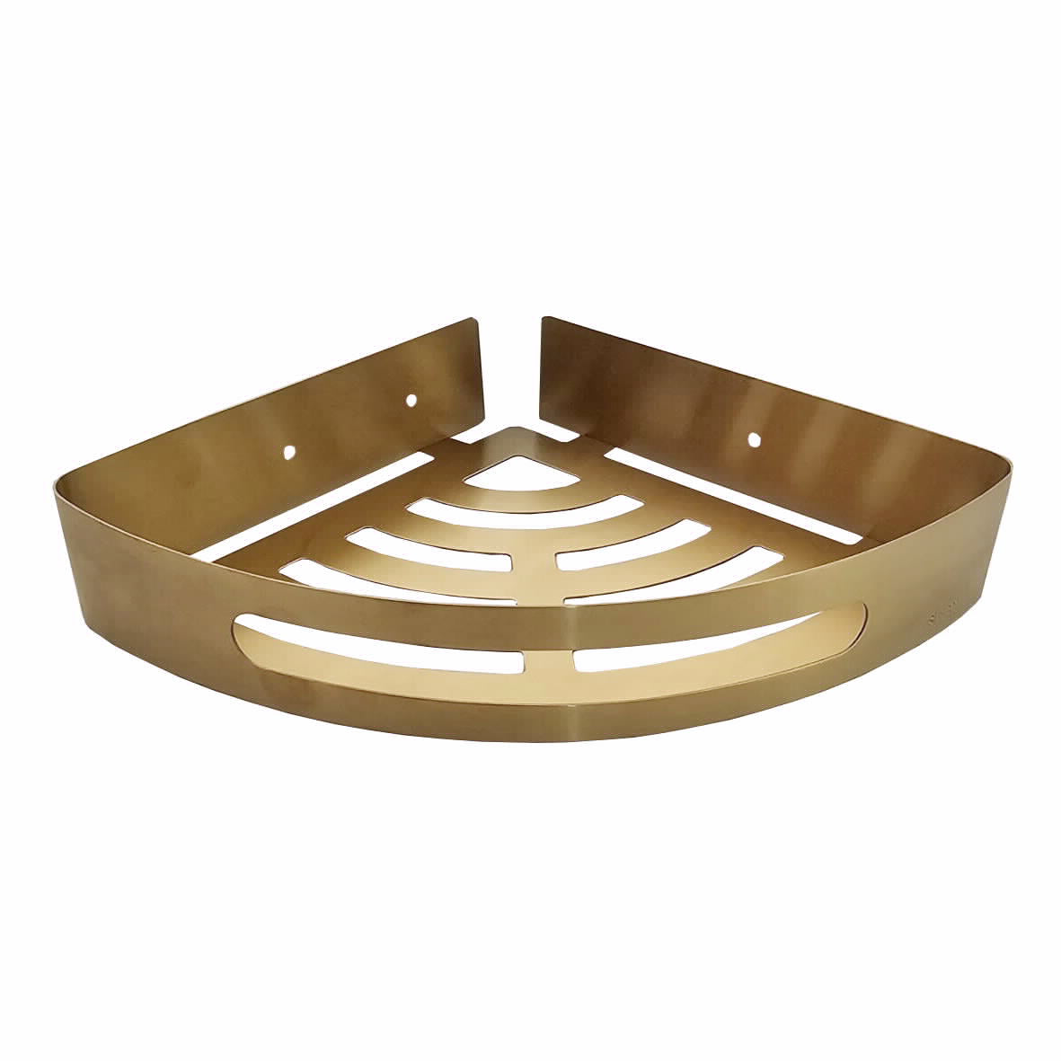 מדף פינתי משולש לאמבטיה נירוסטה בהדבקה דגם מונטנגרו-זהב