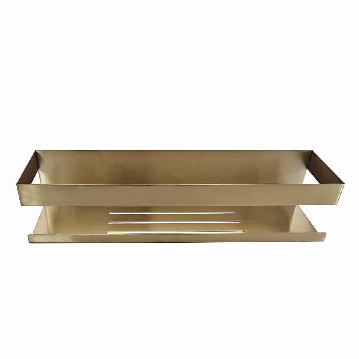 מדף מלבני לאמבטיה נירוסטה בהדבקה דגם קרטיי- זהב