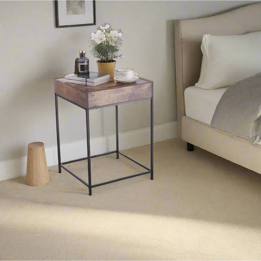 שידת לילה קאנטרי עץ+ברזל