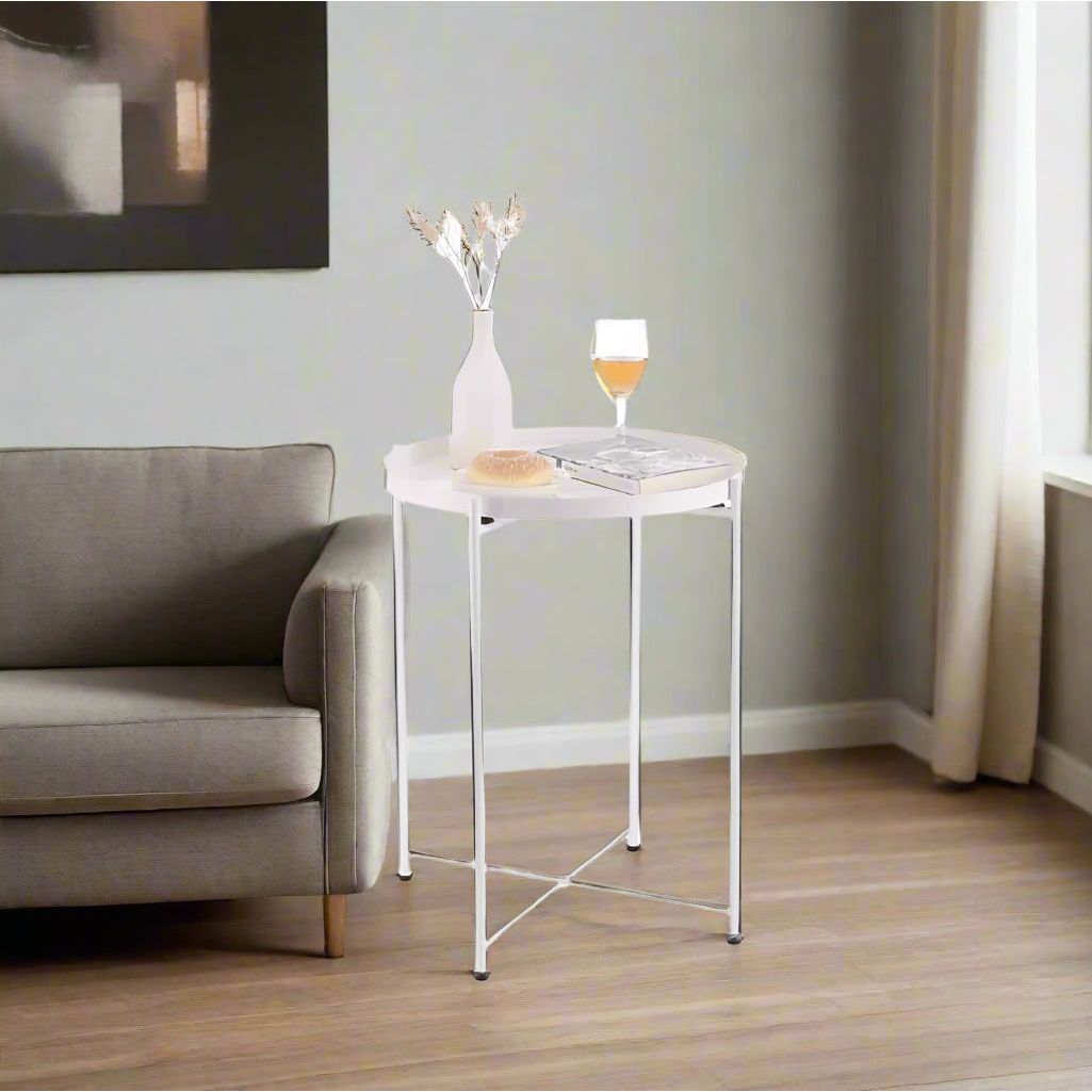 שולחן צד עגול ונוס לבן