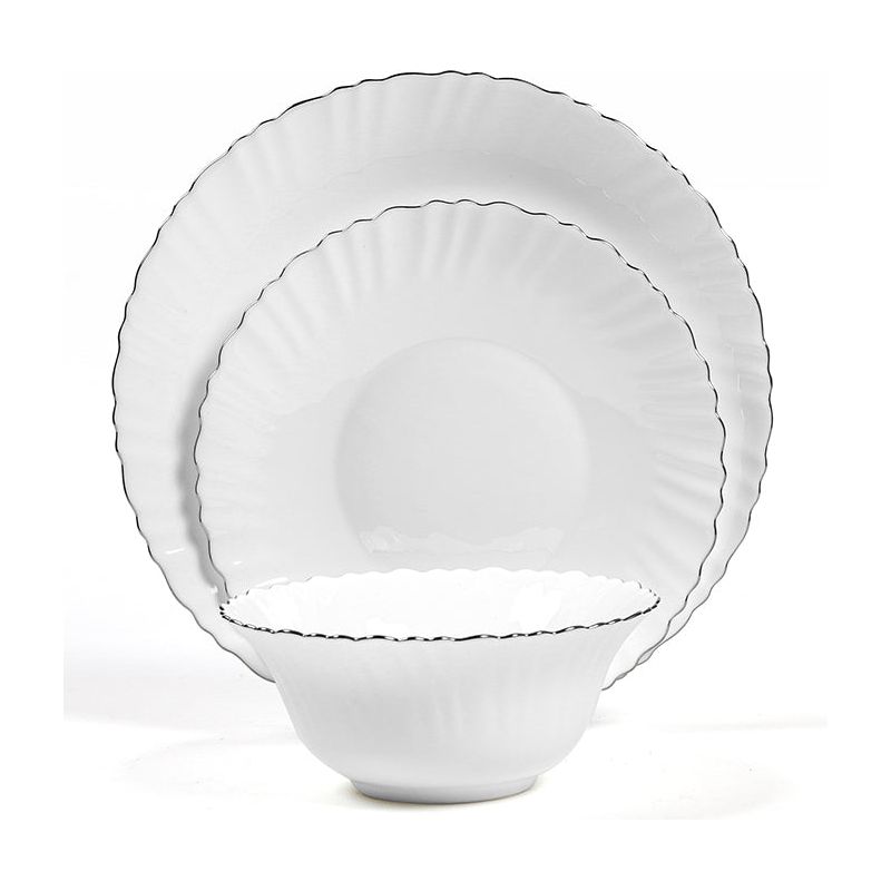 מערכת אוכל 18 חלקים זכוכית אופל לבן רוז גולד ROSE GOLD WAVE