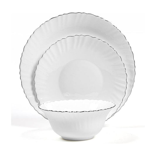 מערכת אוכל 18 חלקים זכוכית אופל לבן רוז גולד ROSE GOLD WAVE