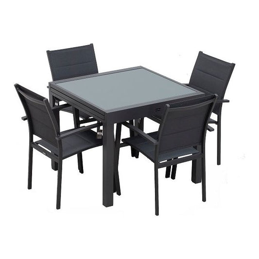 שולחן אוהיו + 4 כסאות פיניקס אפור כהה