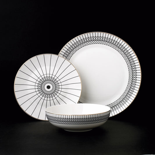 PORCELAIN BONE CHINE מערכת אוכל 18 חלקים פורצלן אתני