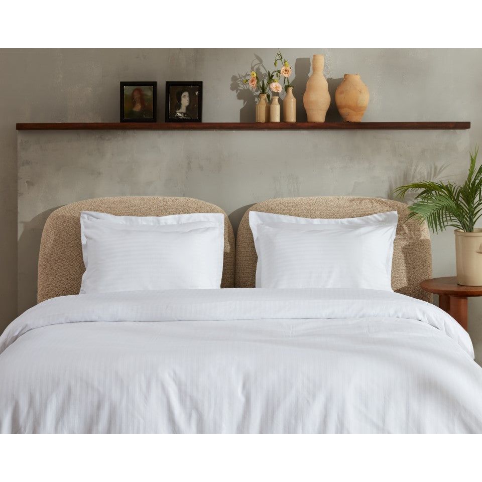 סט זוגי 160/200 פסים סאטן לבן