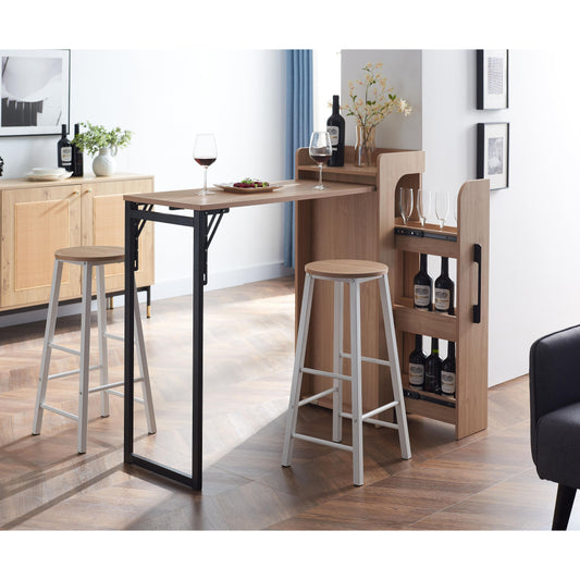 שולחן בר משולב עגלת בקבוקים