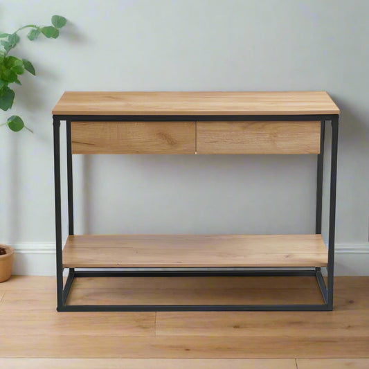 קונסולה כניסה לבית 2 קומות עץ בשילוב מתכת