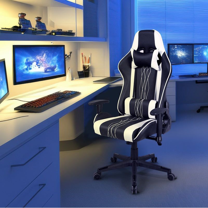כסא גיימינג מנהלים לבן/שחור