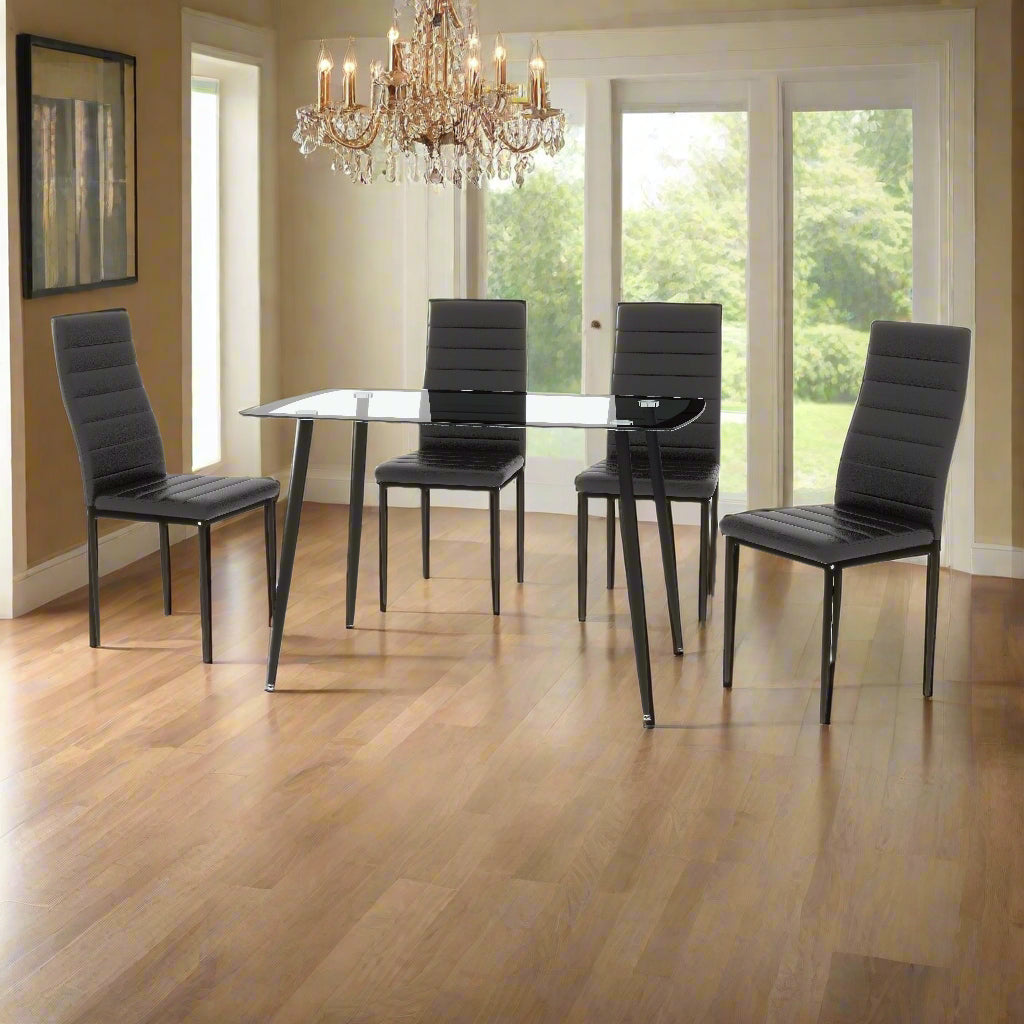 פינת אוכל שחורה ריוורה שולחן+4 כסאות