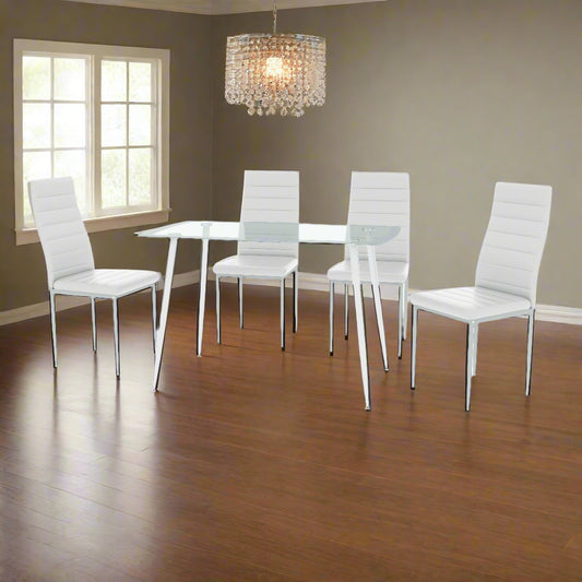 פינת אוכל לבנה ריוורה שולחן+4 כסאות