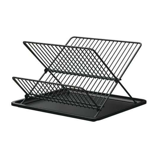 מייבש כלים מתקפל כרום שחור עם מגש 30/36/21 ס"מ KB004