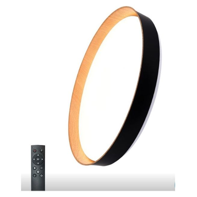 צמוד תקרה PAULO שחור + עץ 51 ס"מ 100W CCT + שלט