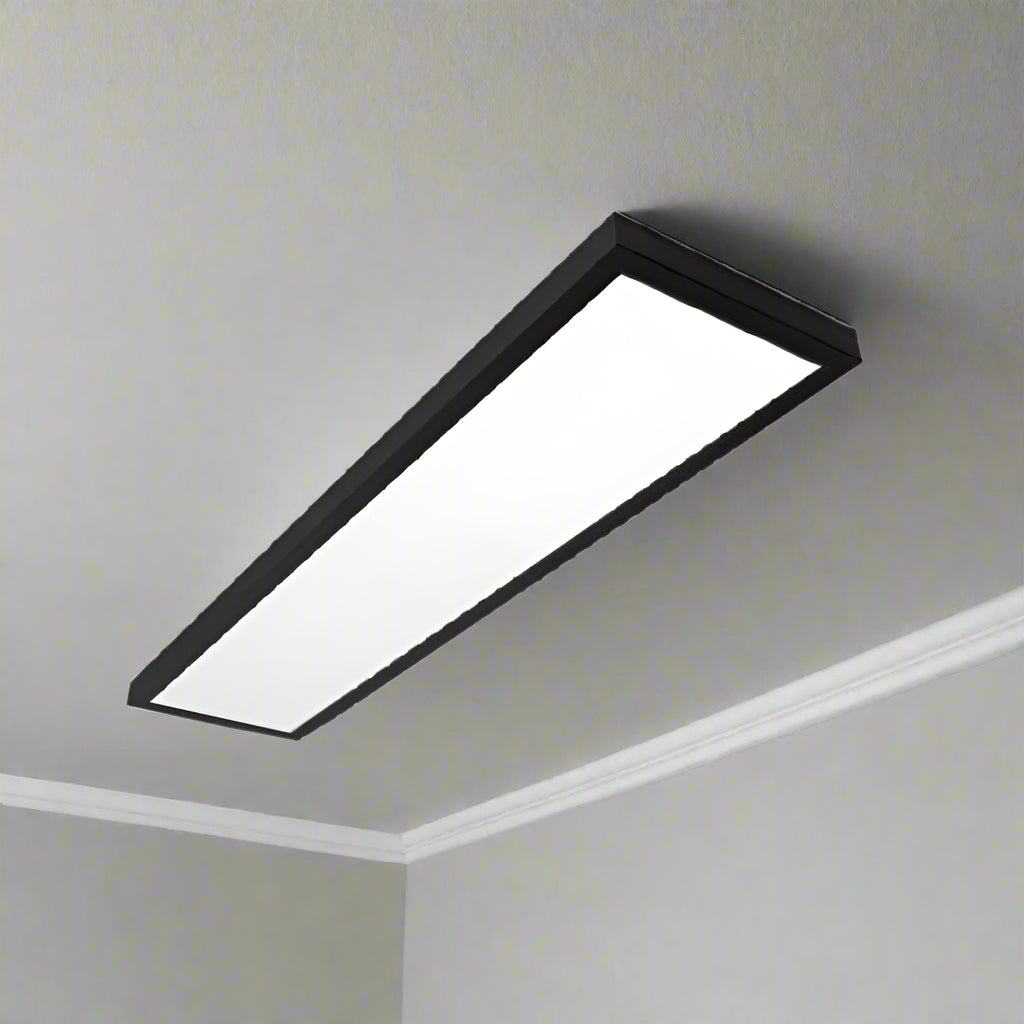 גוף תאורה צמוד תקרה לד 74W שחור אור לבן 30X120CM