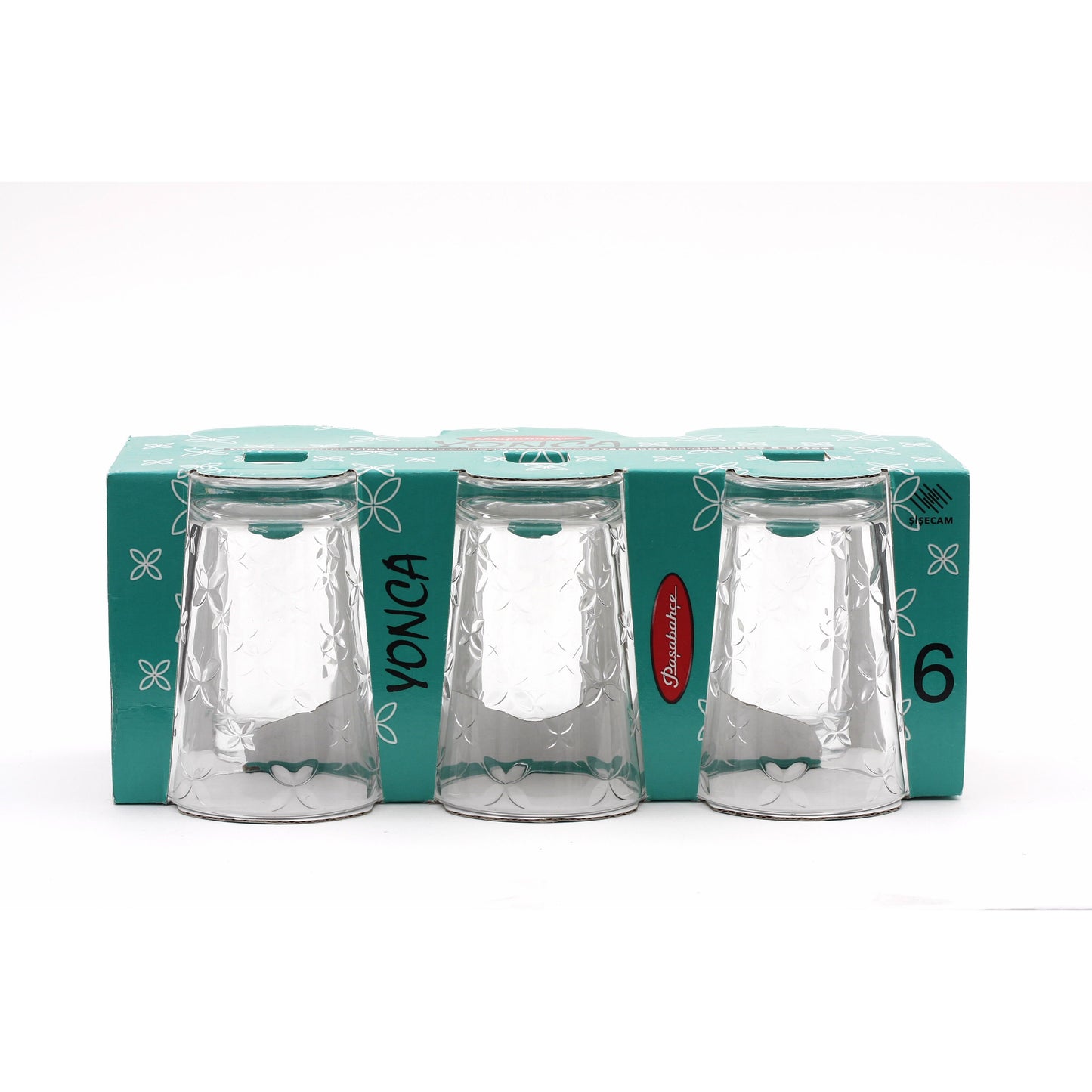 סט 6 כוסות שופ עם פרחים 200 מל YONCA