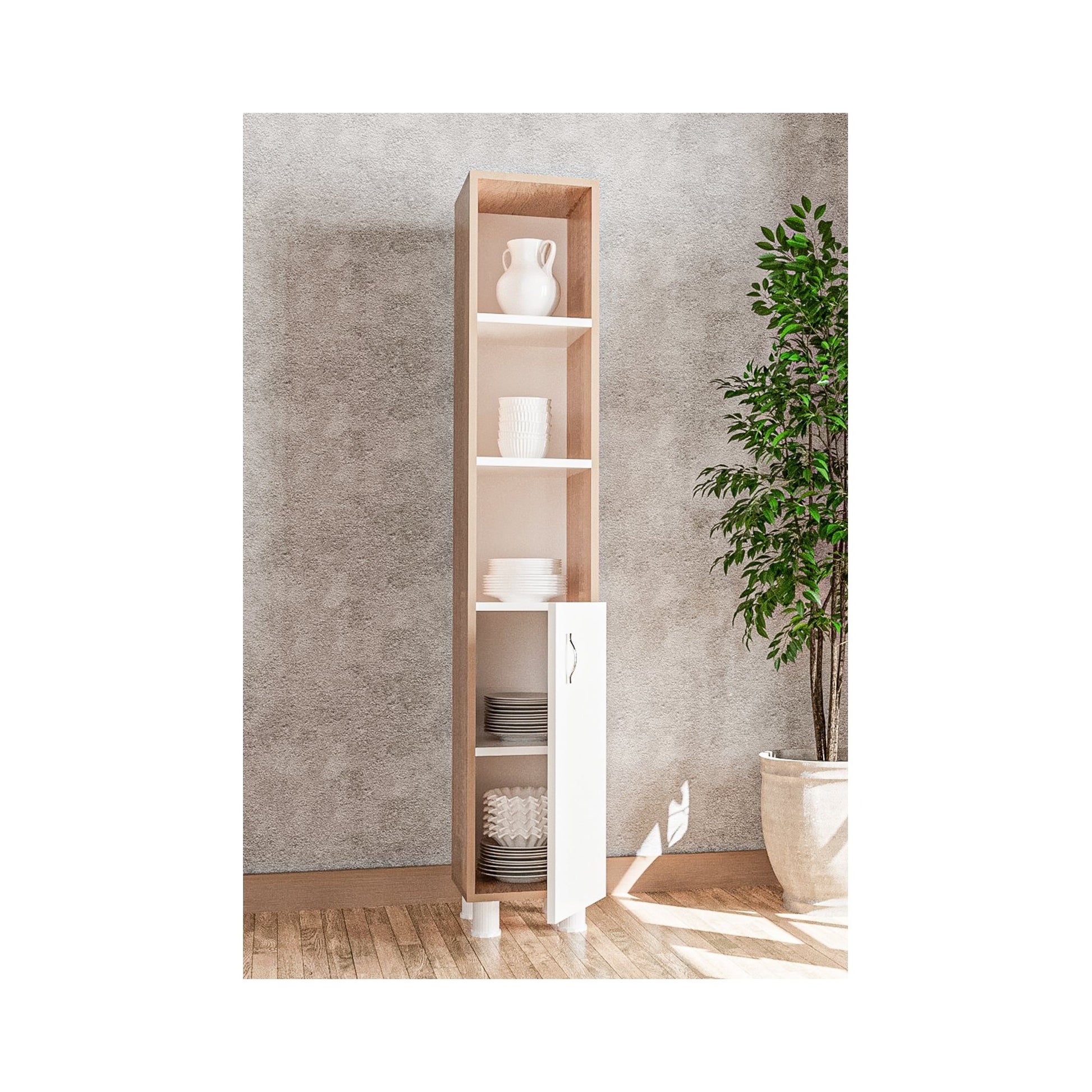 ארון דלת אחת משולב מדפים ודלת - דגם גאיה 6100WO