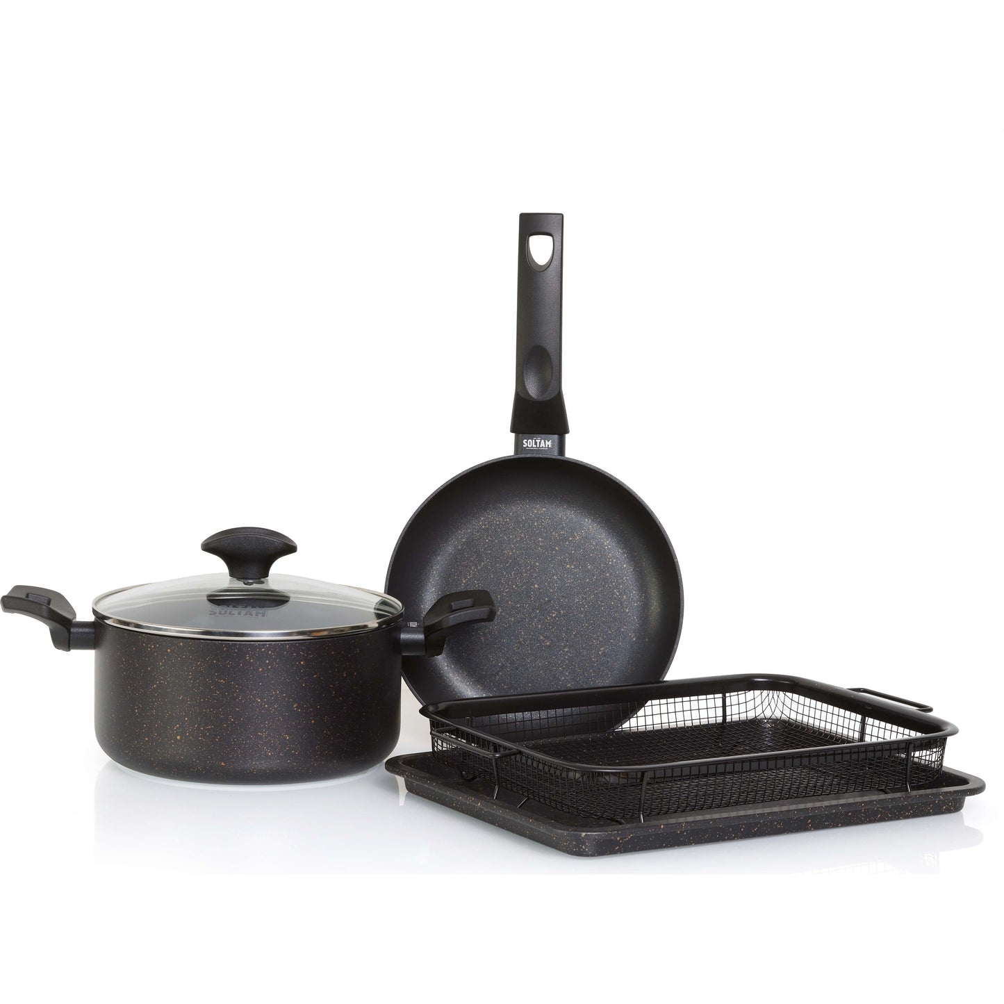 מארז כלי בישול 5 חלקים סיר ומחבת 24 סמ 24+רשת טיגון OPTIMA