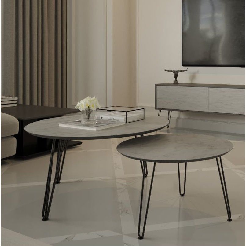 זוג שולחנות סלון בעיצוב בטון בהיר