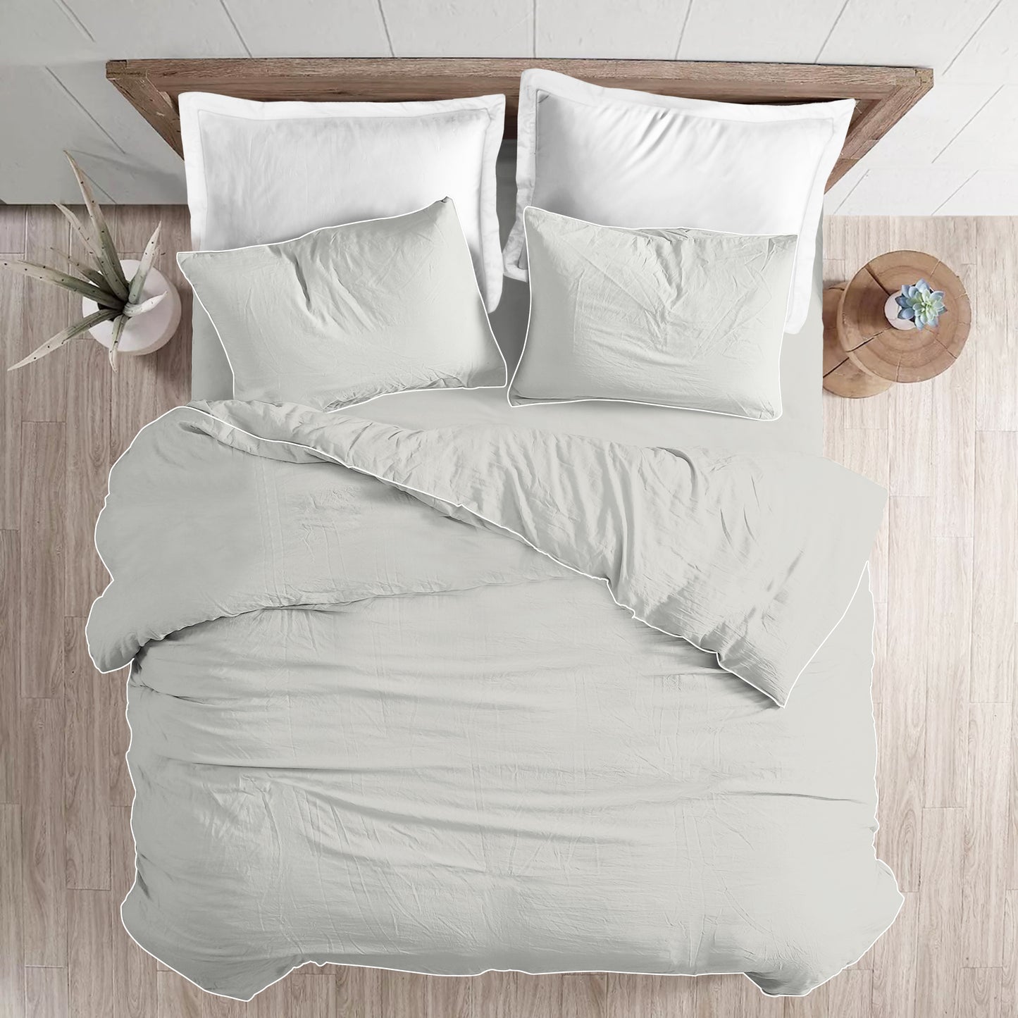 סט מצעים יחיד 90/200 סמ גואן אפור בהיר