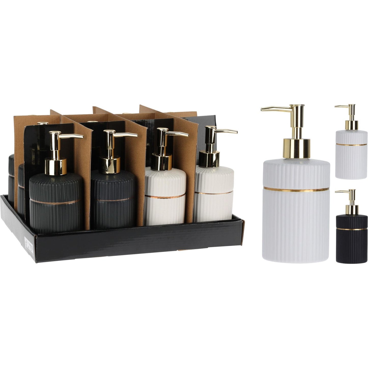 דיספנסר קרמיקה שחור/שמנת לסבון