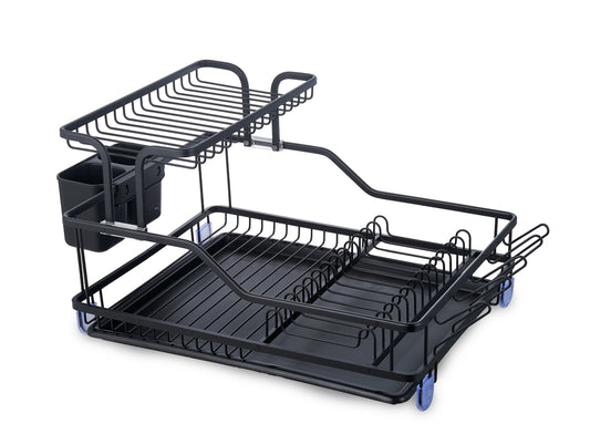 מייבש כלים 2 קומות אלומיניום עם סכומון ומגש נשלף ROS