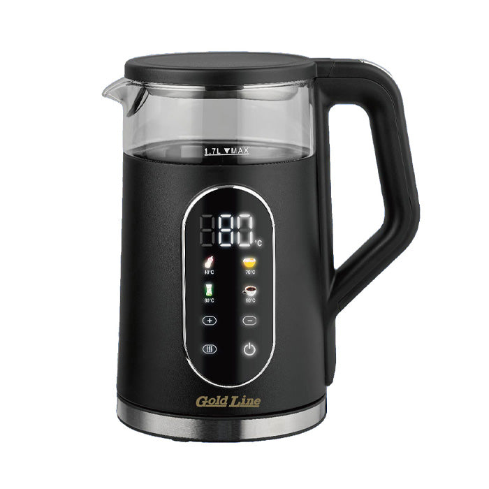 קומקום זכוכית דיגיטלי שחור דגם ATL-772B של גולדליין