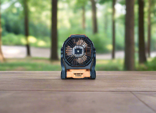 מאוורר קמפינג נייד נטען כתום דגם HC-23 של SYENERGY