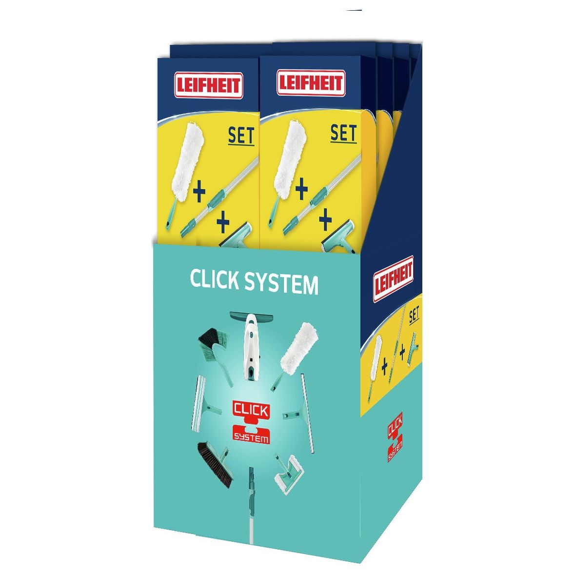 ערכת ניקוי חלונות ואבק מסדרת Click System מבית LEIFHEIT גרמניה