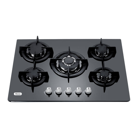 כיריים גז 5 להבות 70 סמ שחור דגם WES-GH500GB של WESTIN
