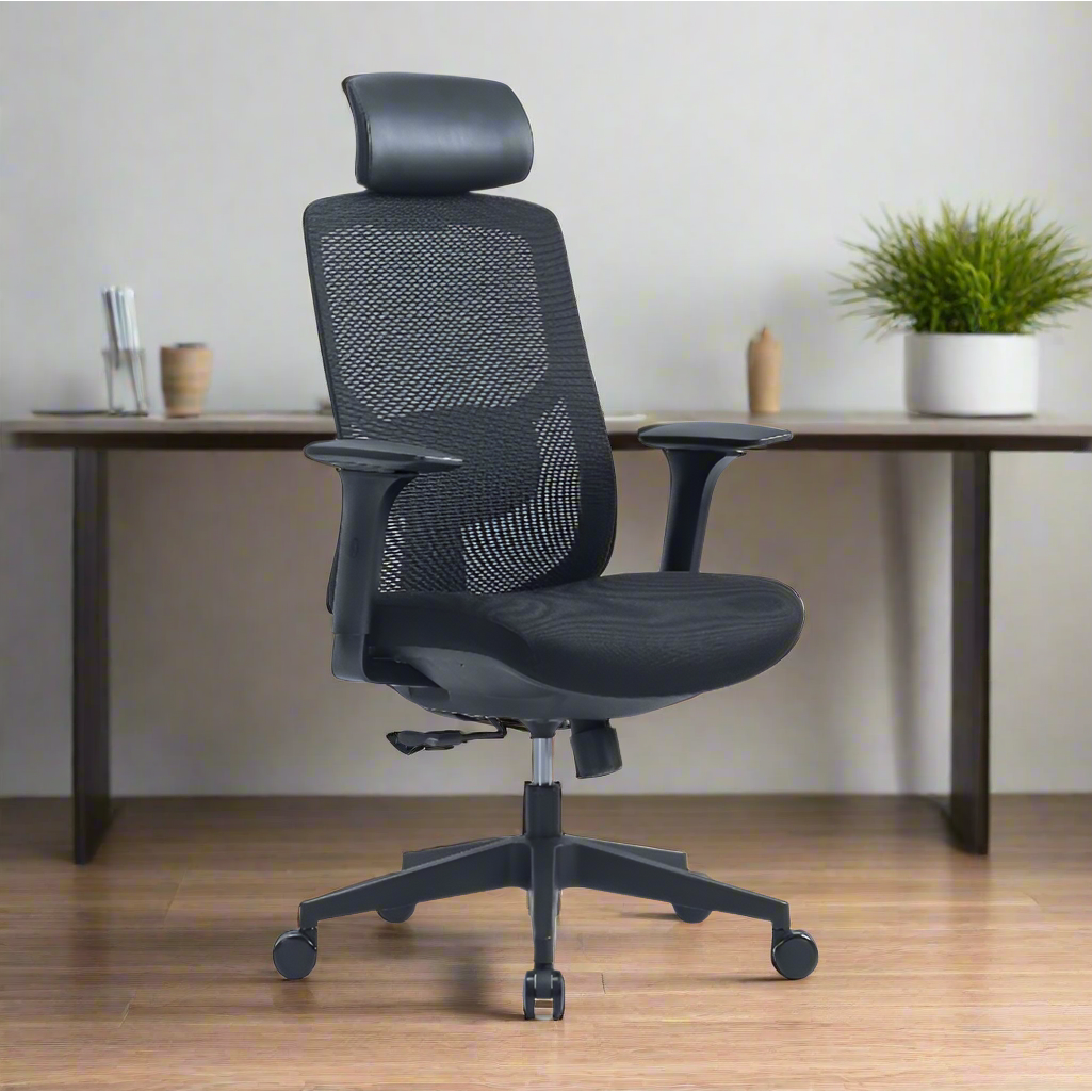 כיסא משרדי אורטופדי Black Bold כולל משענת ראש