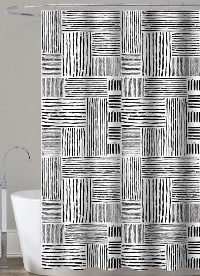 סט אמבטיה הכולל וילון, שטיחון וקופסא שחור