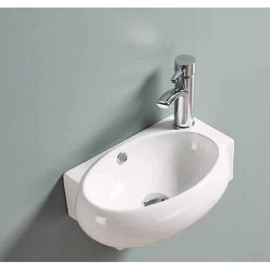 כיור מונח פינתי אובלי עם חור לברז - סקורפיו - ימין - לבן