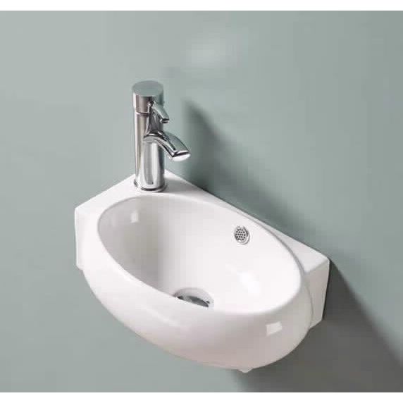 כיור מונח פינתי אובלי עם חור לברז - סקורפיו - שמאל - לבן