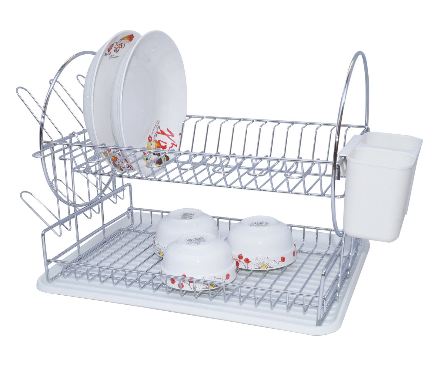 מייבש כלים דו קמותי+סכומון ומגש לבן BASIC