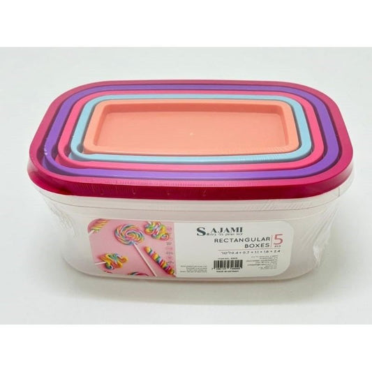 סט 5 קופסאות פלסטיק מלבניות