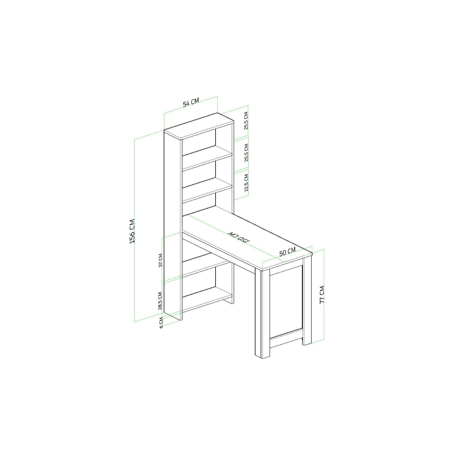 שולחן עבודה / פינת אוכל / אי מטבח - כולל מדפים - דגם אביגיל 6070