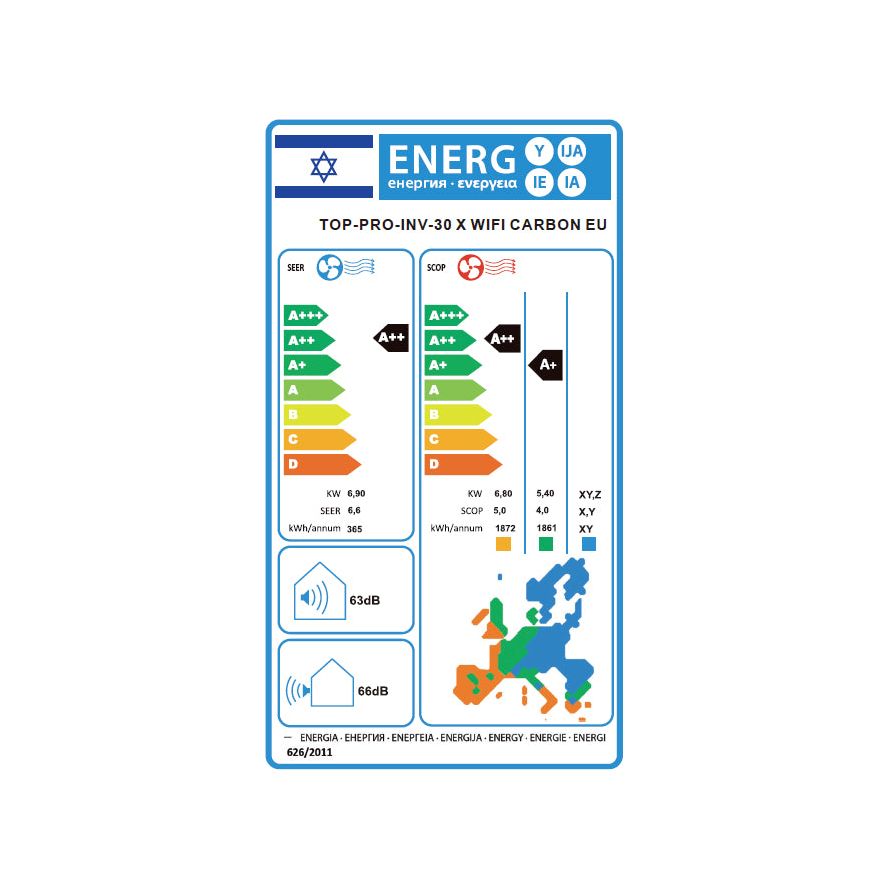 מזגן עילי Tornado Top Pro INV 30 X WIFI CARBON EU צבע קרבון