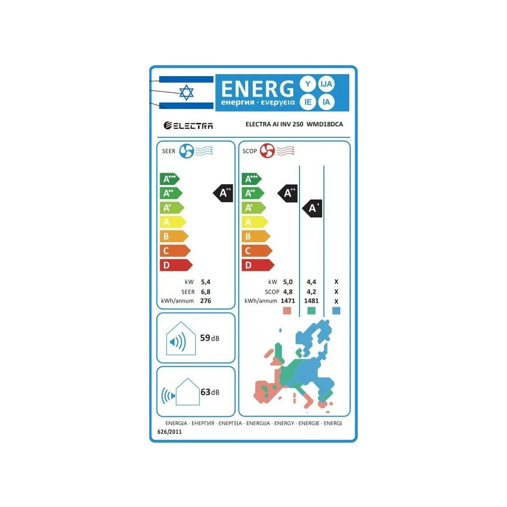 מזגן עילי אלקטרה Electra AI INV 250