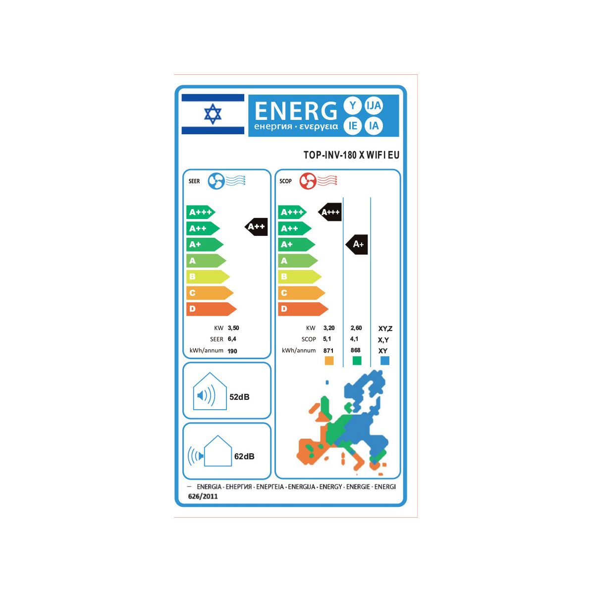 מזגן עילי טורנדו TORNADO TOP INV 180 X WIFI EU