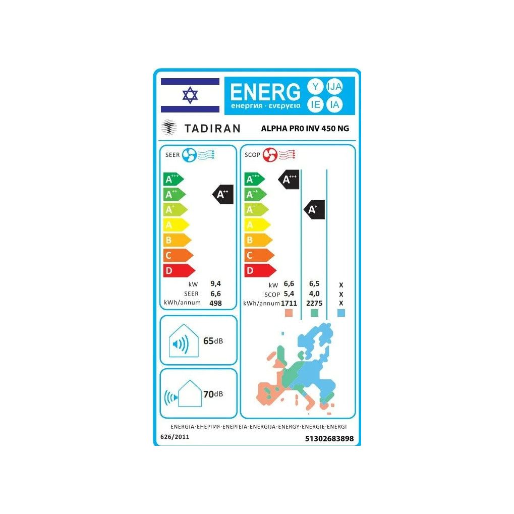 מזגן עילי תדיראן Tadiran Alpha Pro Inverter 450NG