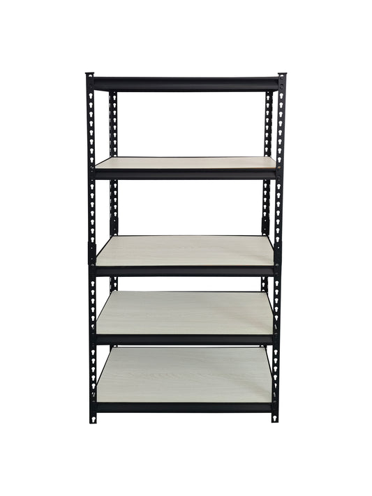 כוננית מתכת קטנה בצבע שחור בשילוב 5 מדפי למינציה