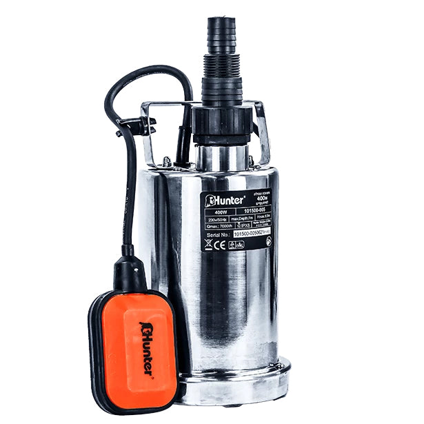 משאבה טבולה מנירוסטה 400W "גובה 0" למים נקיים HUNT